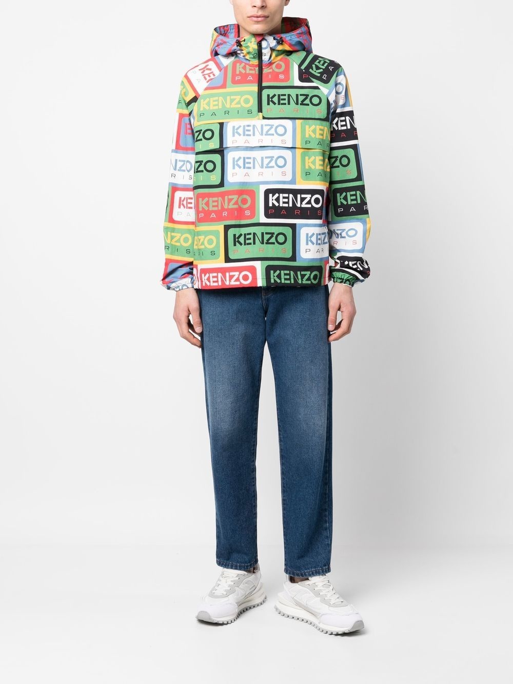 Green Kenzo Labels Half Zip Windbreaker - 2