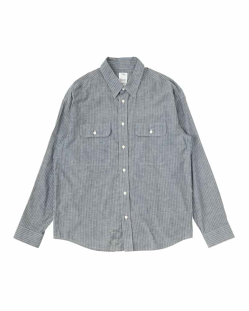 LUMBER L/S (C/SI CHAMBRAY) INDIGO STRIPE - 1