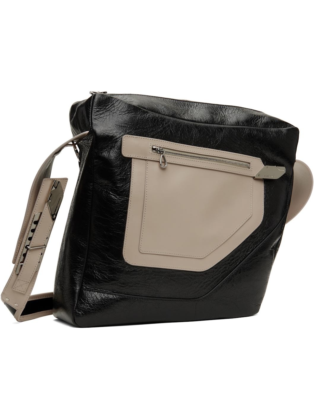 Black & Beige Deultum Leather Bag - 2