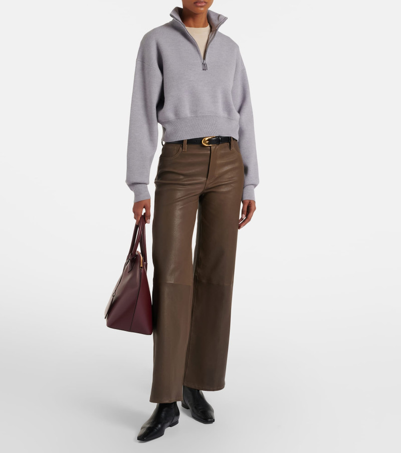 FRAME Le Slim Palazzo leather wide-leg pants outlook