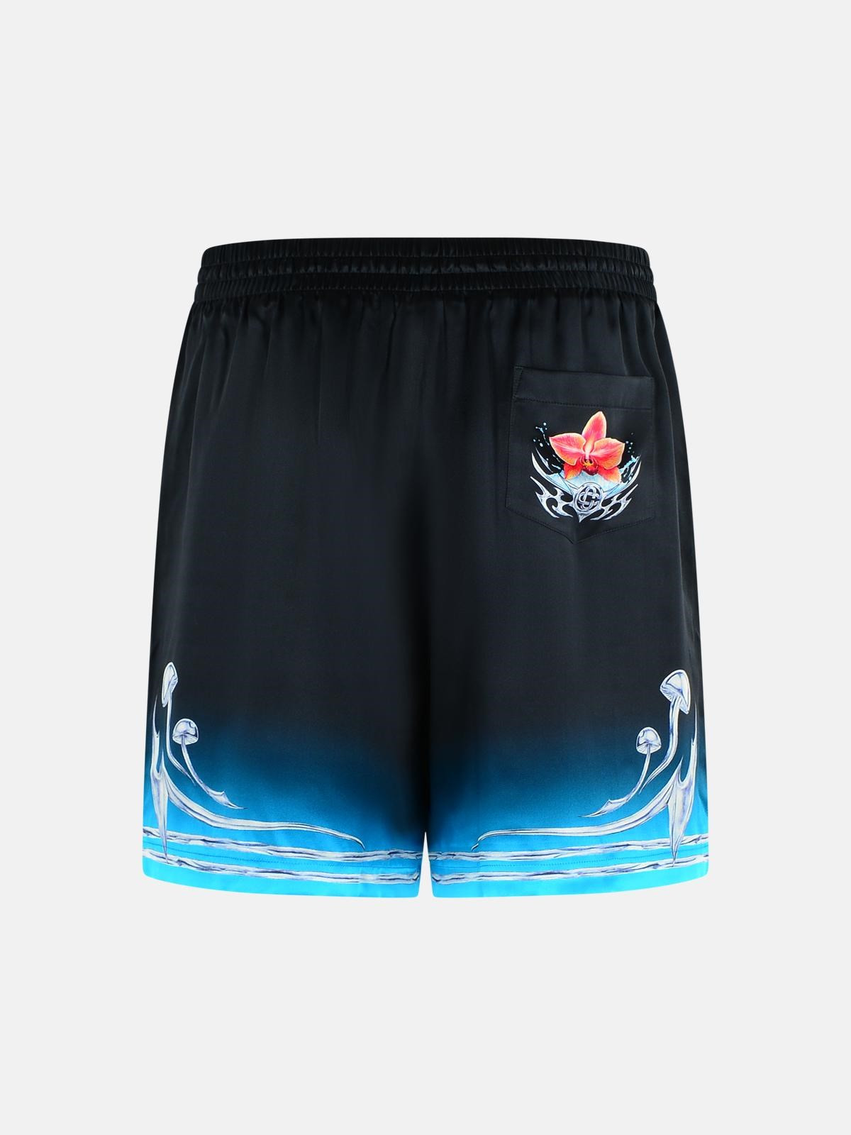 BLACK SILK BERMUDA SHORTS - 3
