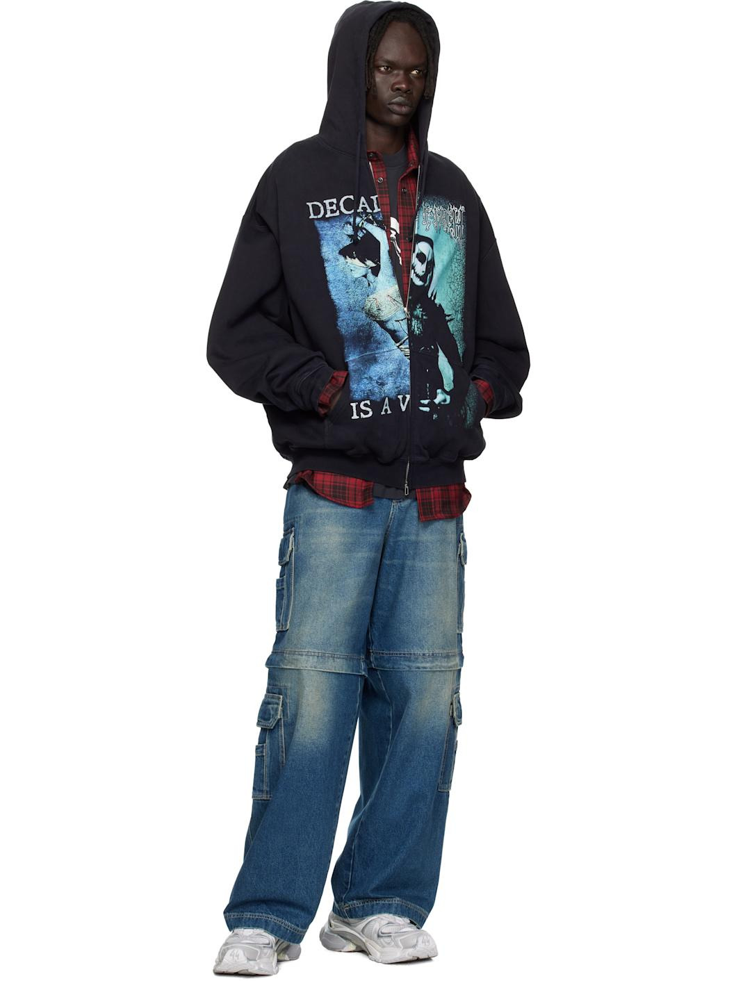 Black Cradle of Filth Cut-Up Oversized Zip-Up Hoodie - 4