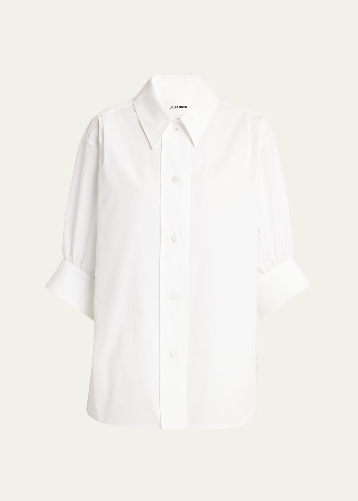 Three-Quarter Sleeve Poplin Blouse - 1
