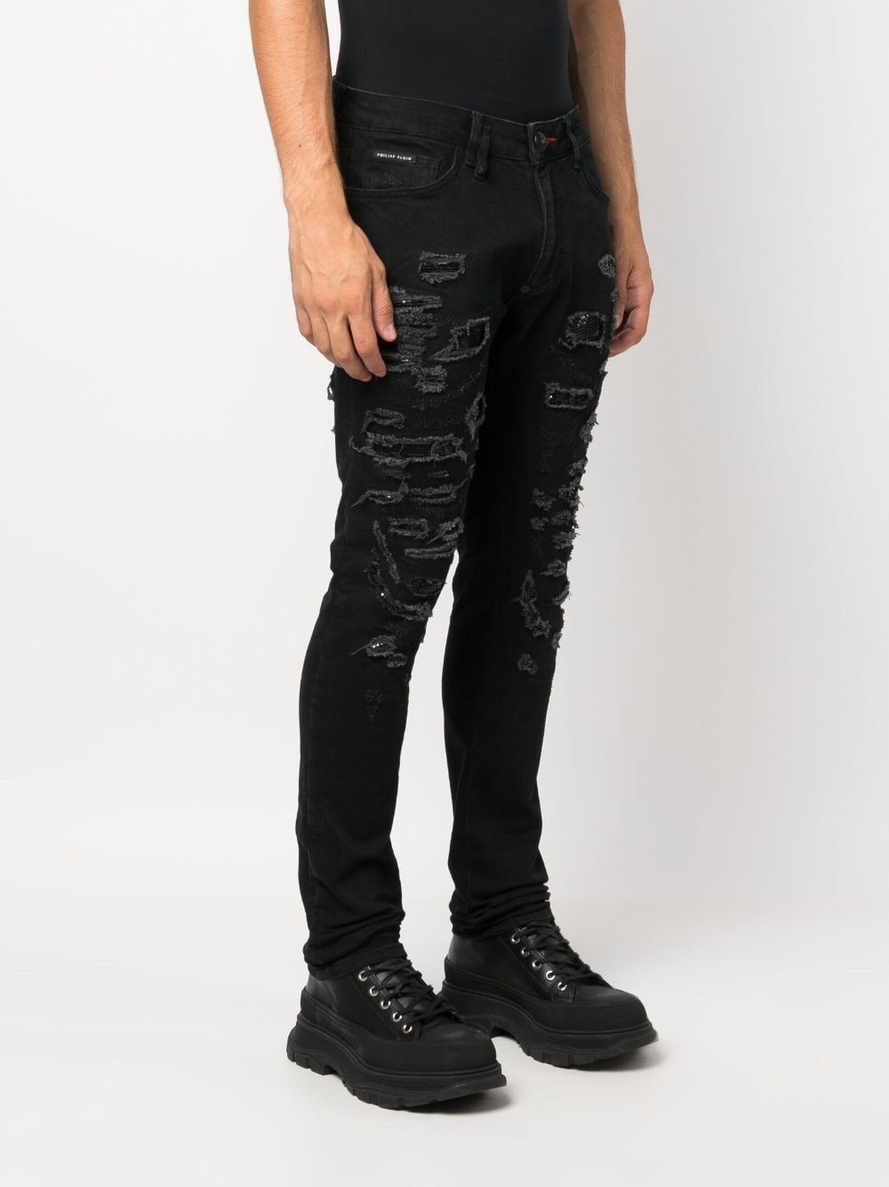 distressed slim-fit jeans - 3