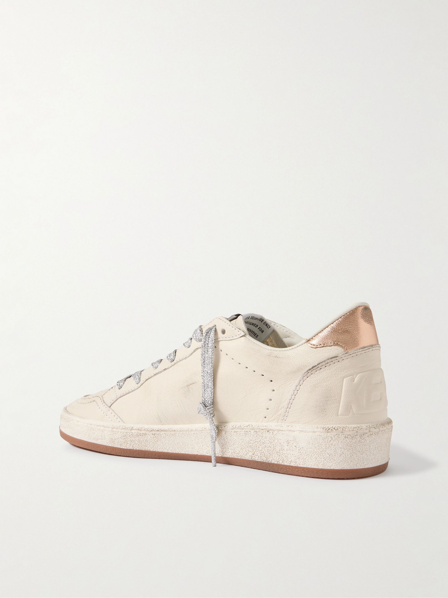 Ball Star distressed suede-trimmed leather sneakers White - 3