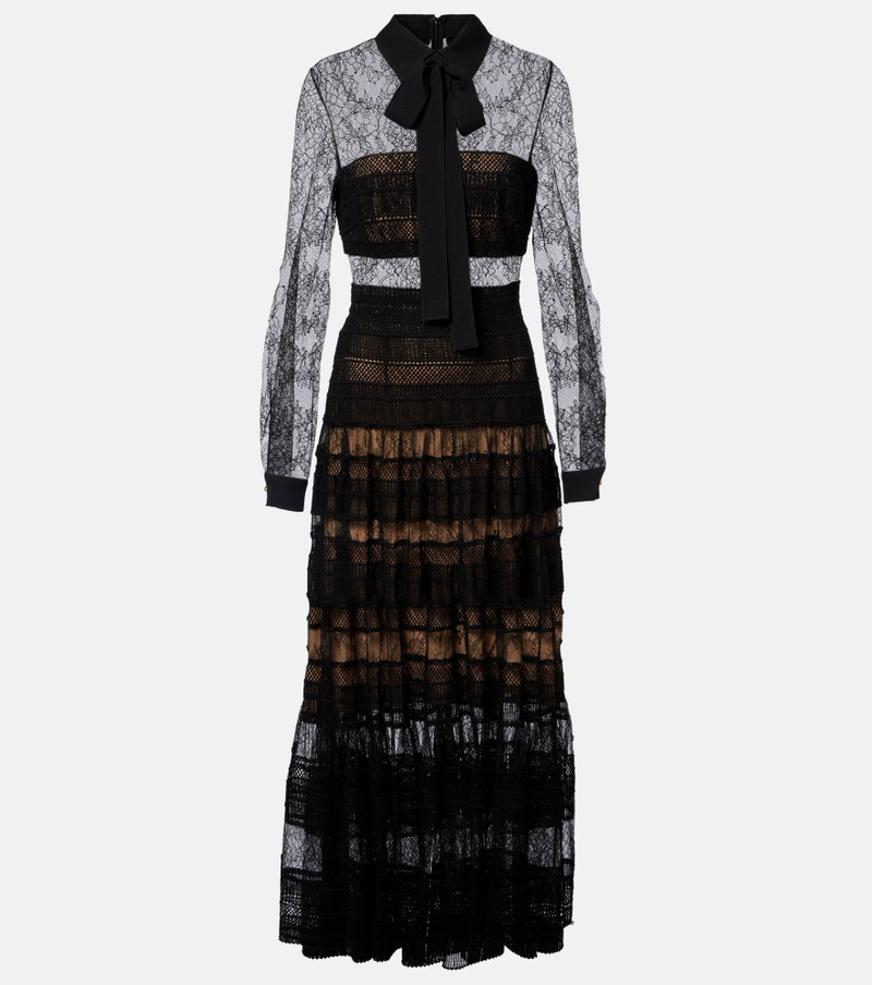 Lace and macramé midi dress 1