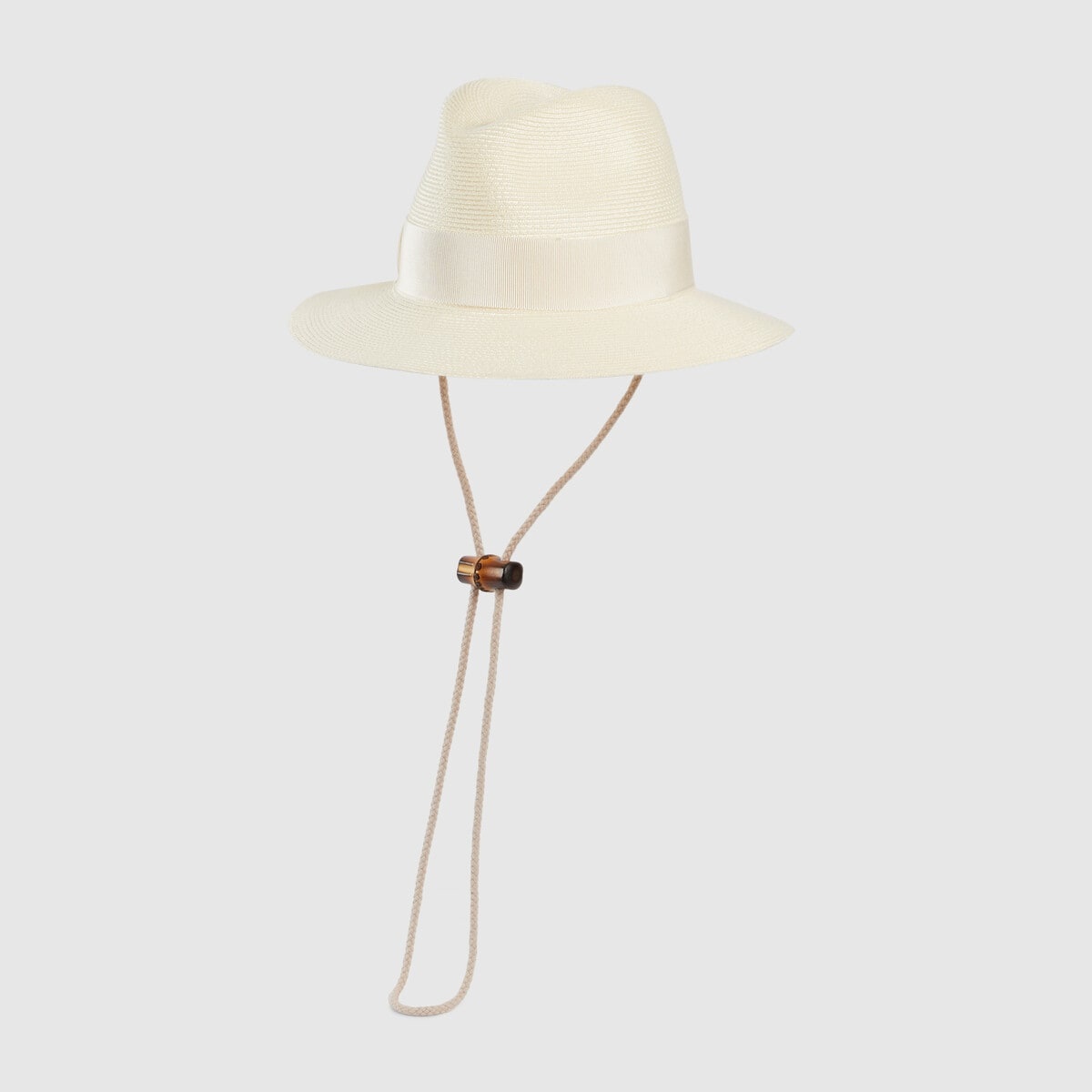 Raffia-effect wide-brimmed hat with bow - 1