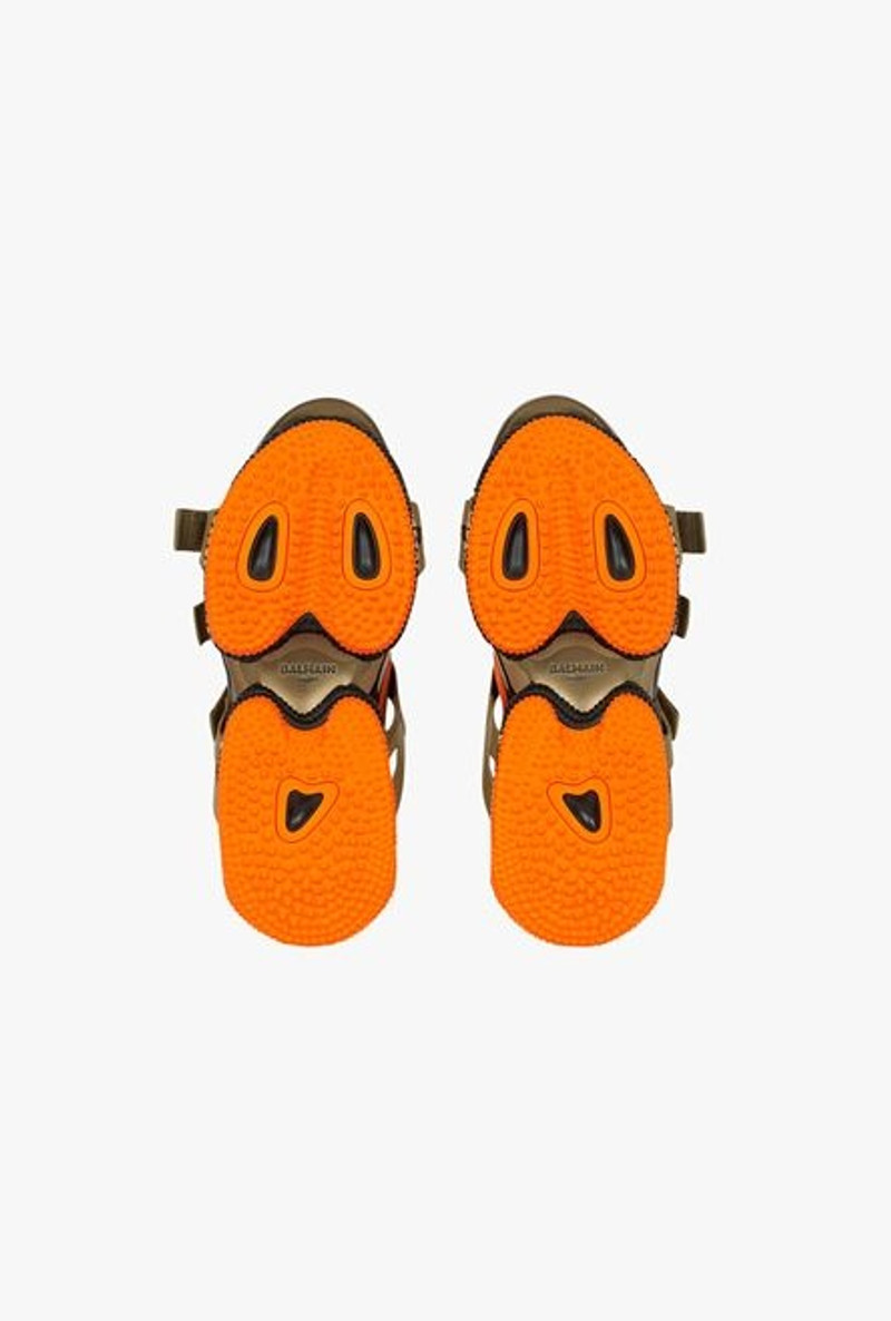 Khaki suede and knit B-Bold sneakers with straps 5