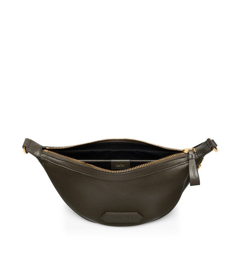 SMOOTH LEATHER ZIP CRESCENT BAG 4