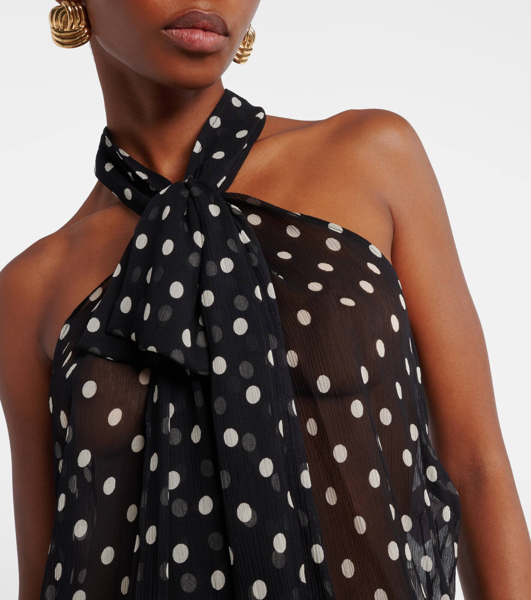 Polka-dot sheer silk tank top - 4