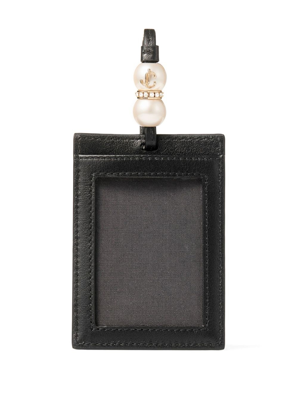 pearl-detail leather cardholder - 1