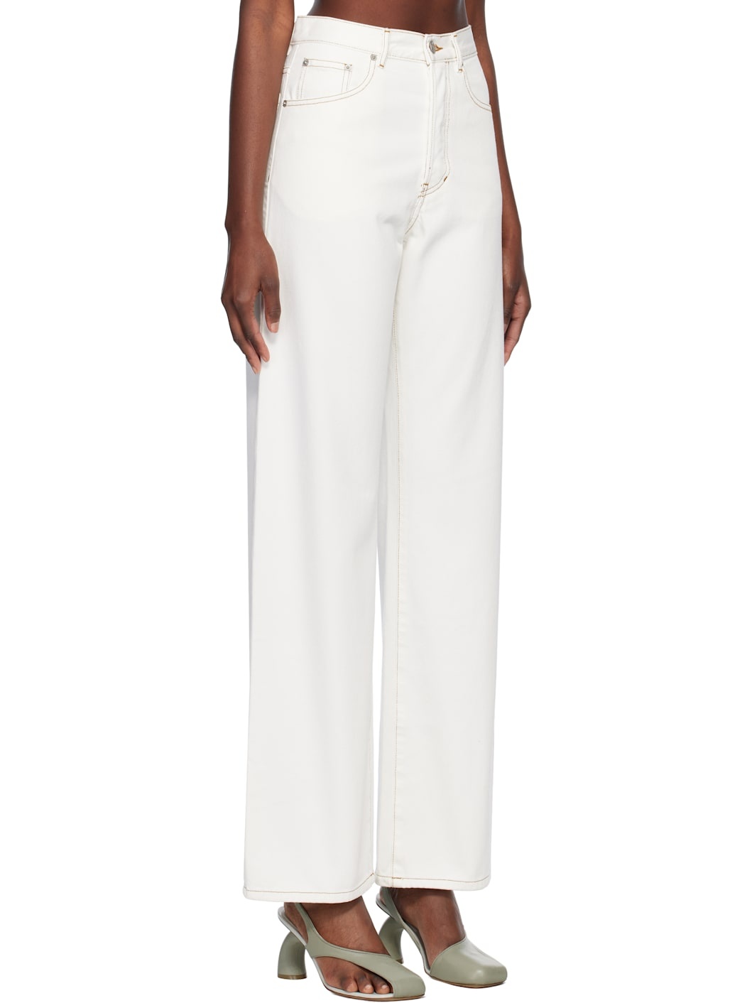 Off-White Contrast Stitching Jeans - 2