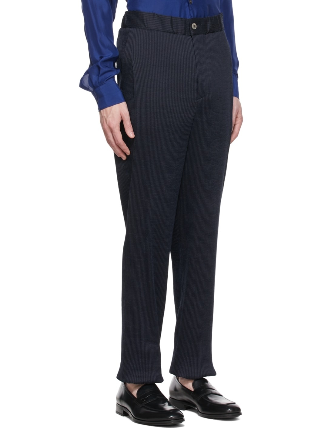 Navy Cotton Trousers - 2
