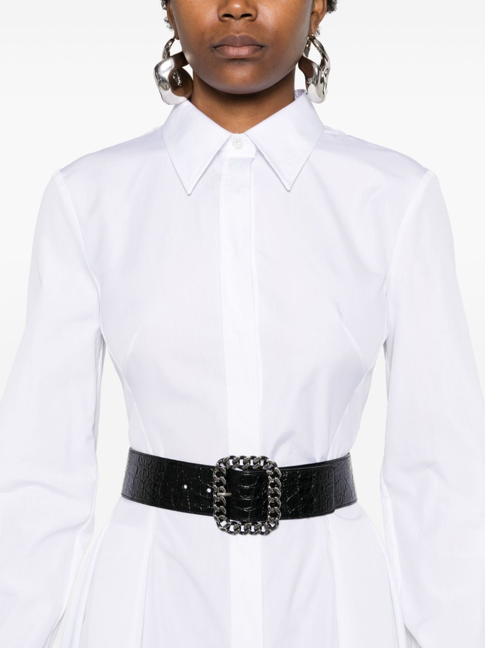 pleat-detail cotton shirt - 5