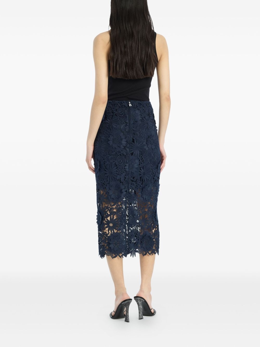floral-lace midi skirt - 3