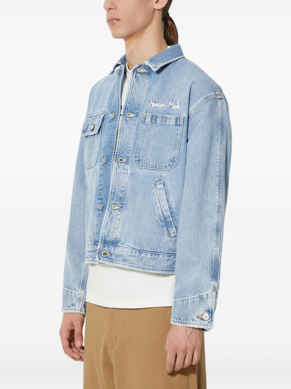 embroidered denim jacket - 2