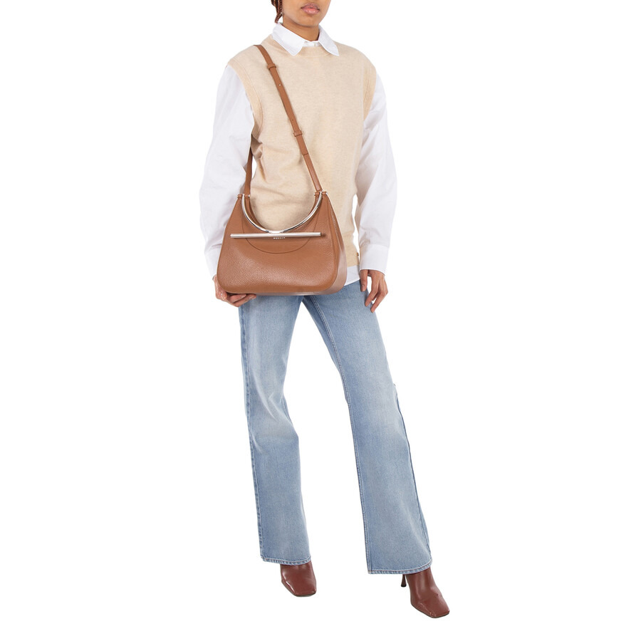 Alexander Mcqueen Ladies Pecan / Silver T-Bar Bag - 2