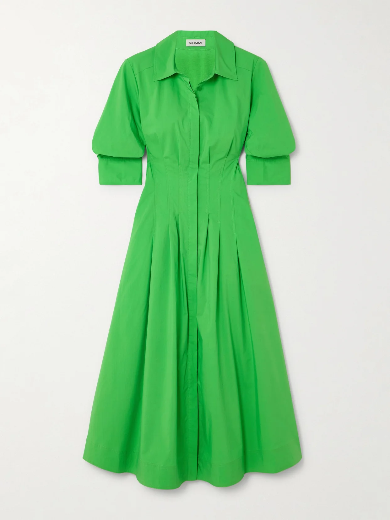 Jazz Pleated Cotton-blend Poplin Midi Shirt Dress - 1
