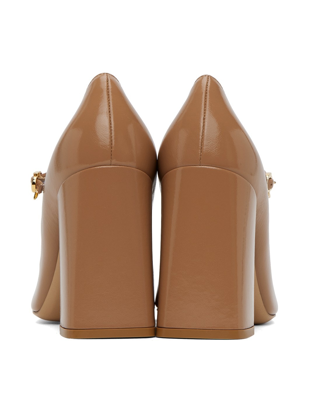 Beige Square Toe Heels - 2