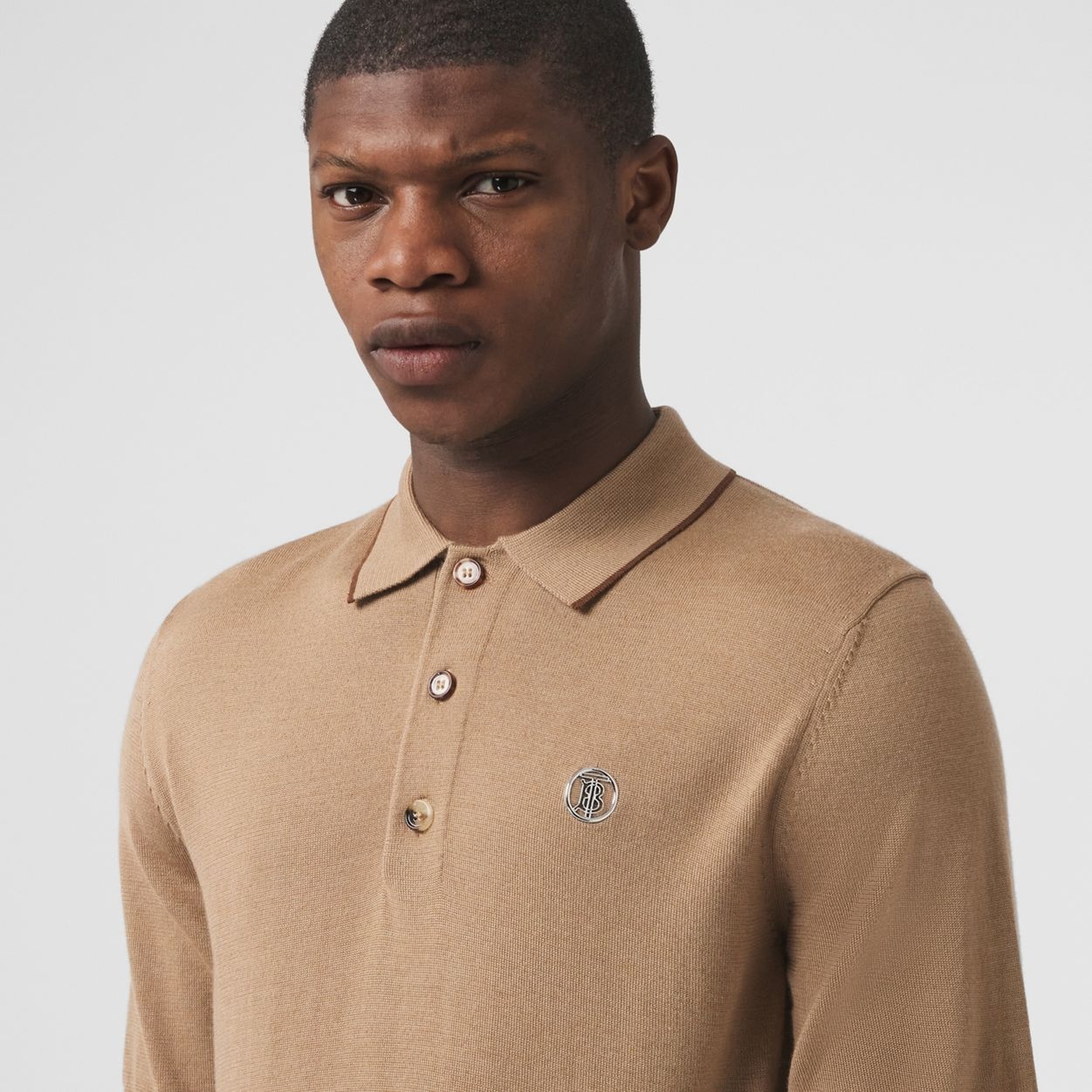 Monogram Motif Wool Silk Cashmere Polo Shirt - 3