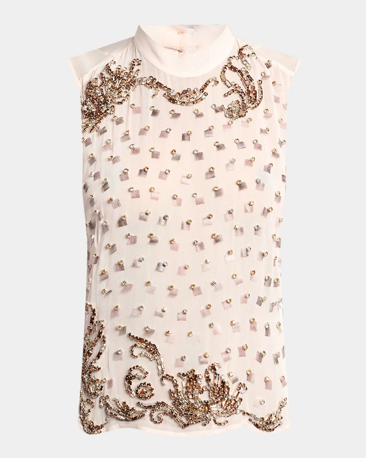 Sheer Sleeveless Embellished Top - 1