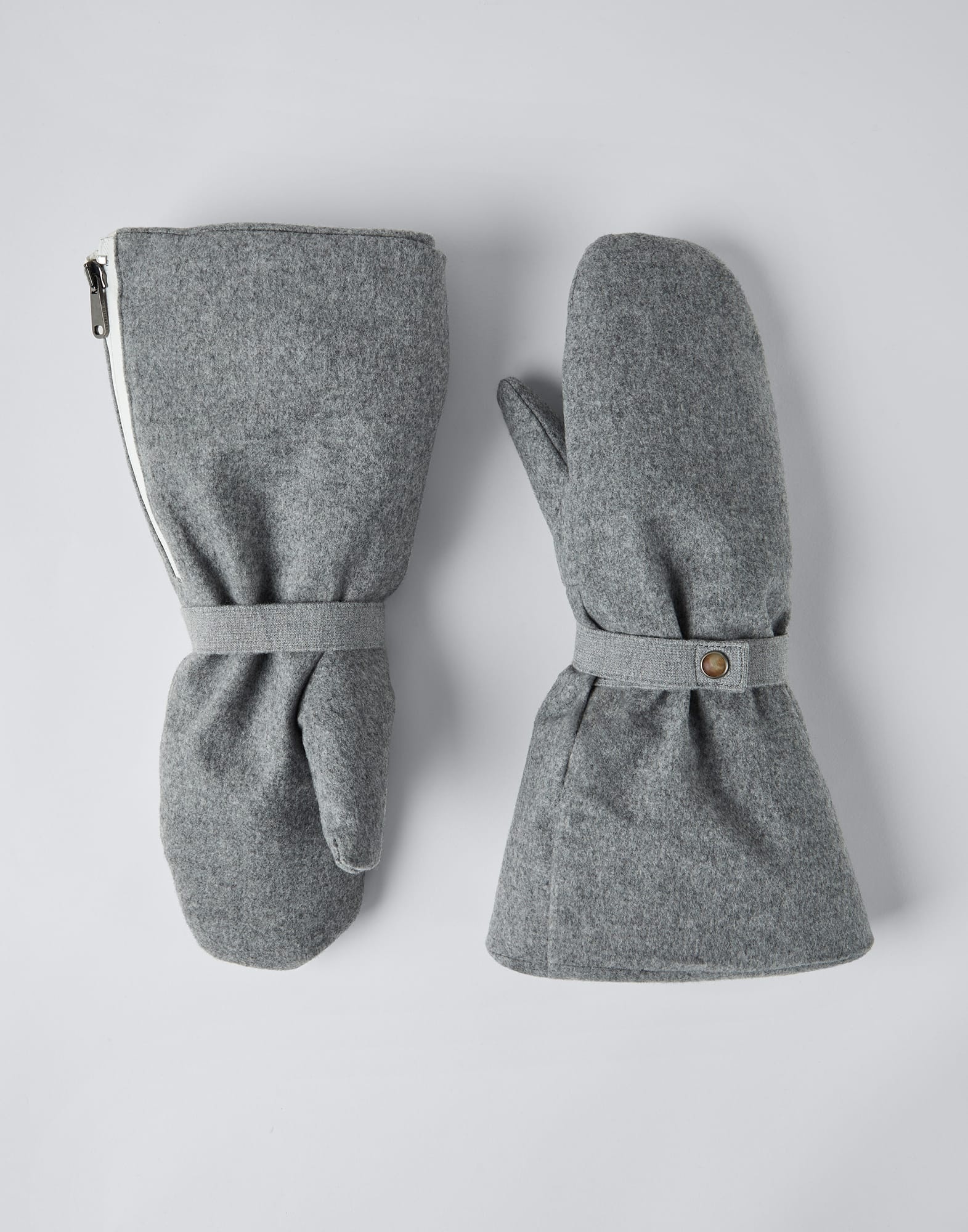 Bonded wool flannel mittens with precious chain - 1