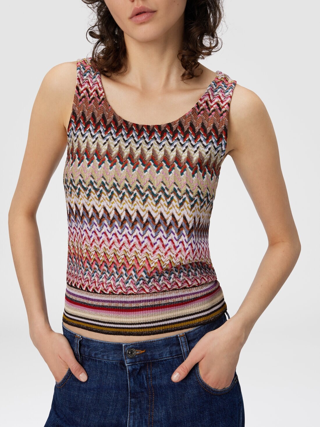 Zigzag Tank Top with Ribbed Detail - 4