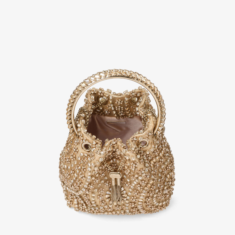Bon Bon Gold Metallic Nappa Handbag with Crystal Embroidery 4