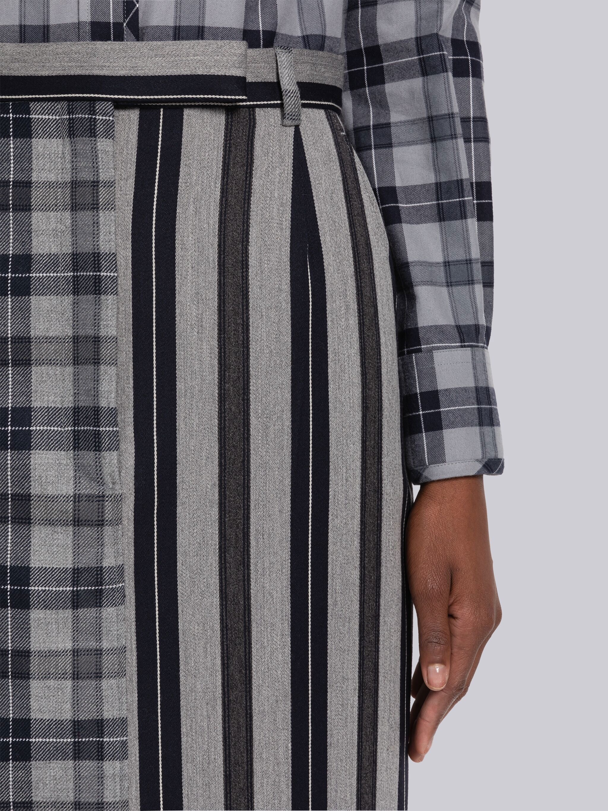 Fun-Mix Tartan Stripe High Waisted Straight Skirt - 5
