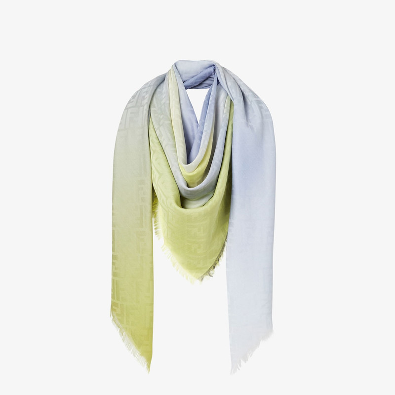 FF Shawl Yellow and blue cotton and silk shawl 3