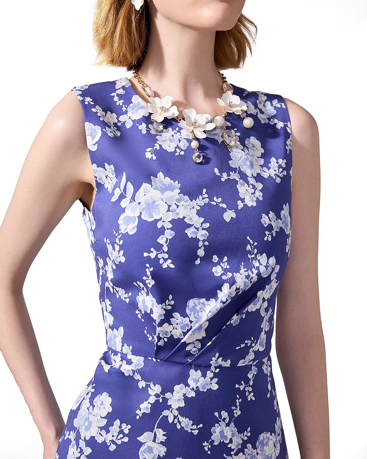 Sleeveless Knee Length Floral Print Dress - 2