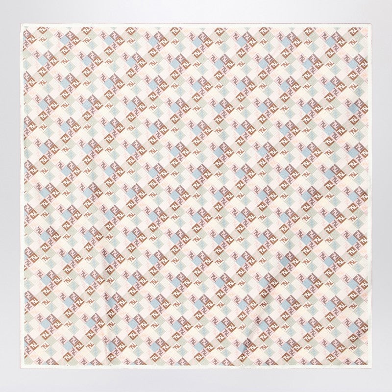 Fendi Beige Silk Foulard With Ff Logo Women - 1