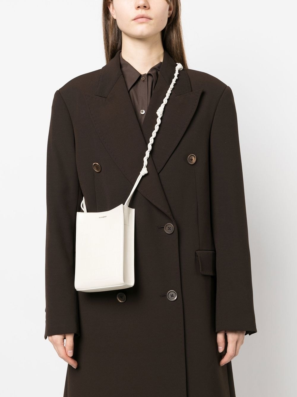 crocodile-effect leather satchel bag - 2