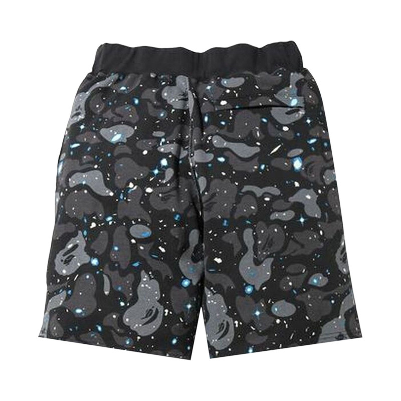 A BATHING APE® BAPE Space Camo Sweat Wide Shorts 'Black' outlook