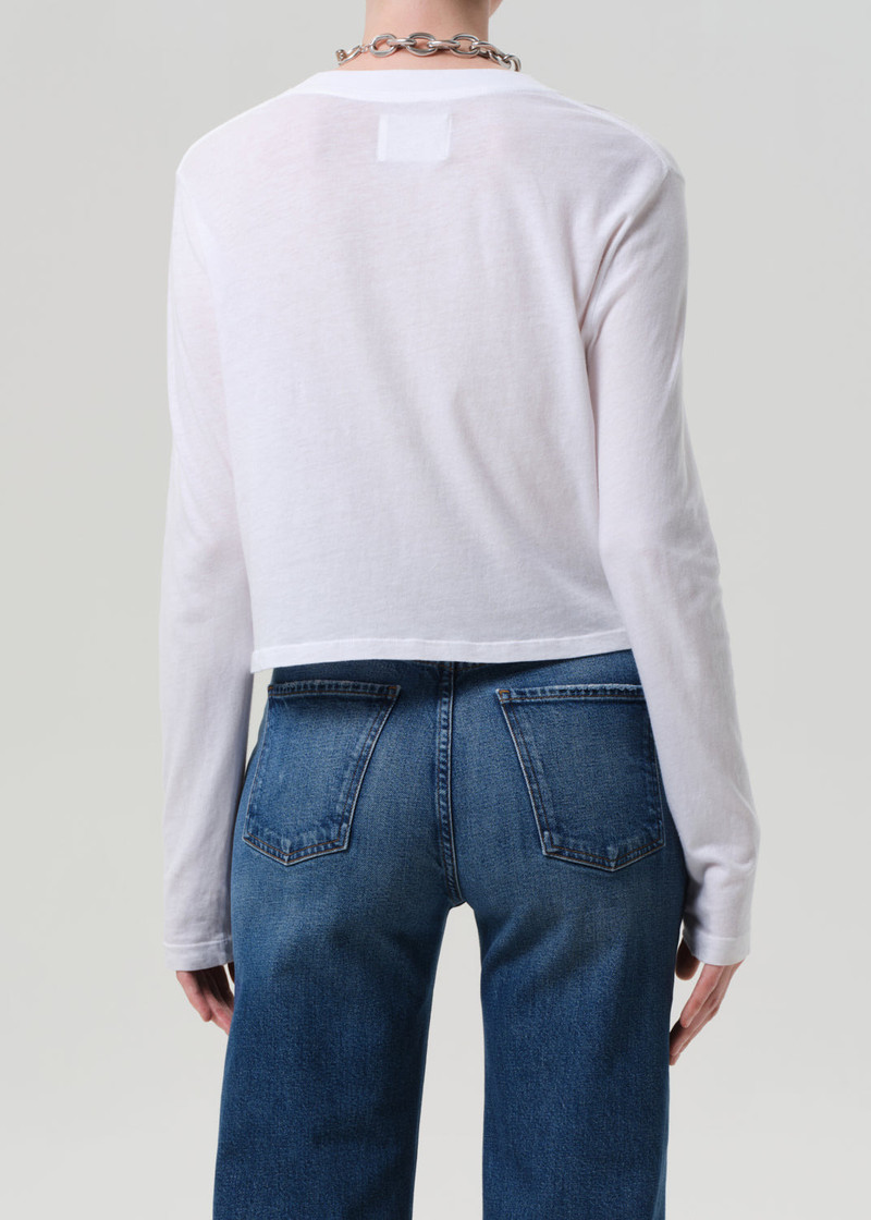Sabine Cropped Long Sleeve In White 3