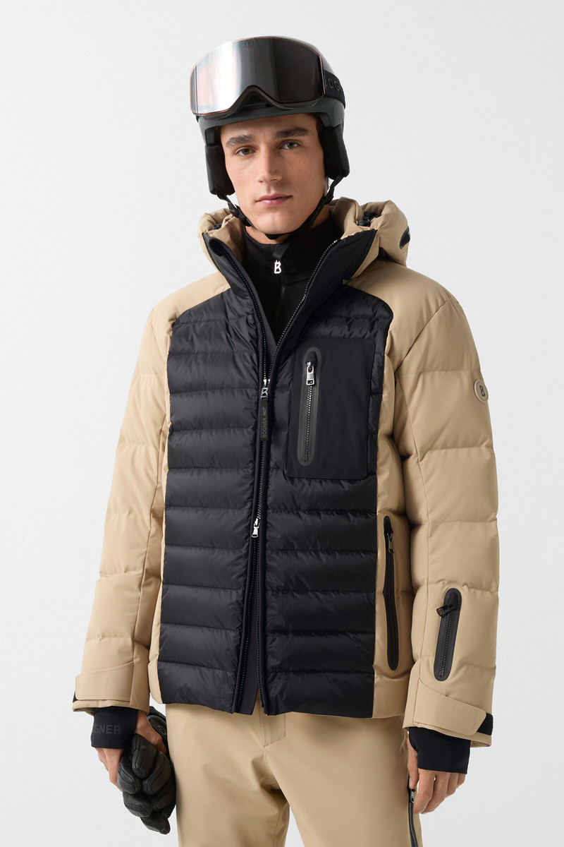 Bond down ski jacket in Beige/black 2