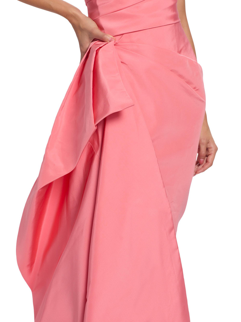 Women's Asymmetric Draped Strapless Column Gown - Plumeria 6