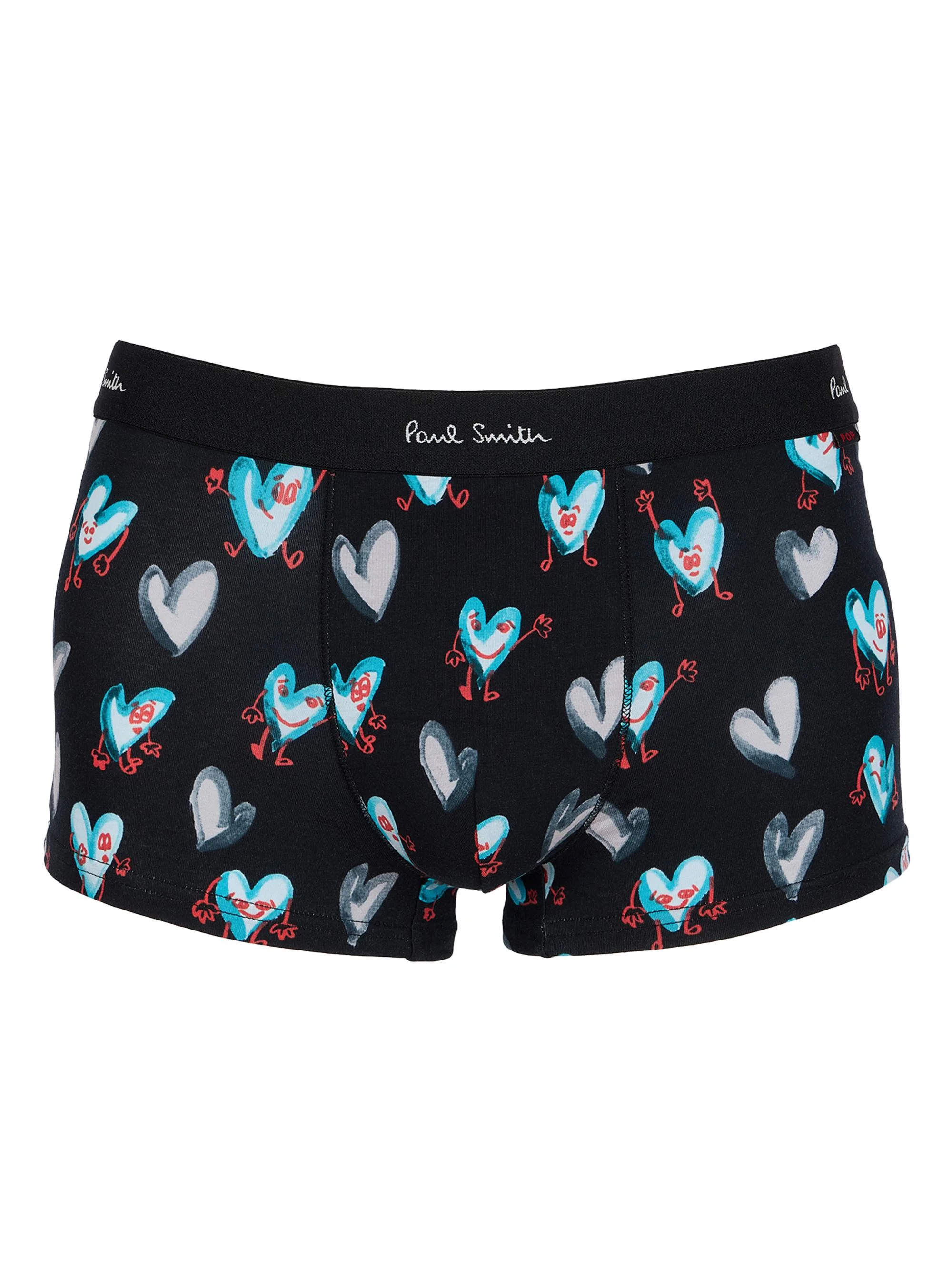 Men's Pop Heart Stretch Cotton Trunk Brief - Black - 1