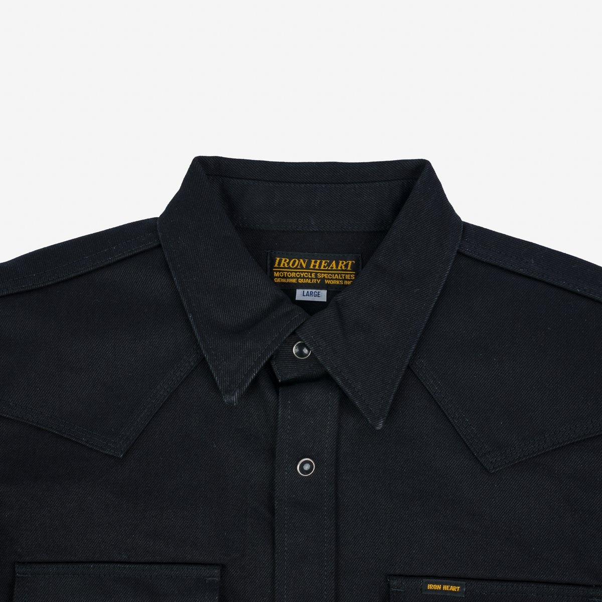 IHSH-361-BLK 16oz Non-Selvedge Denim Western Shirt -  Superblack (Fades To Grey) - 8