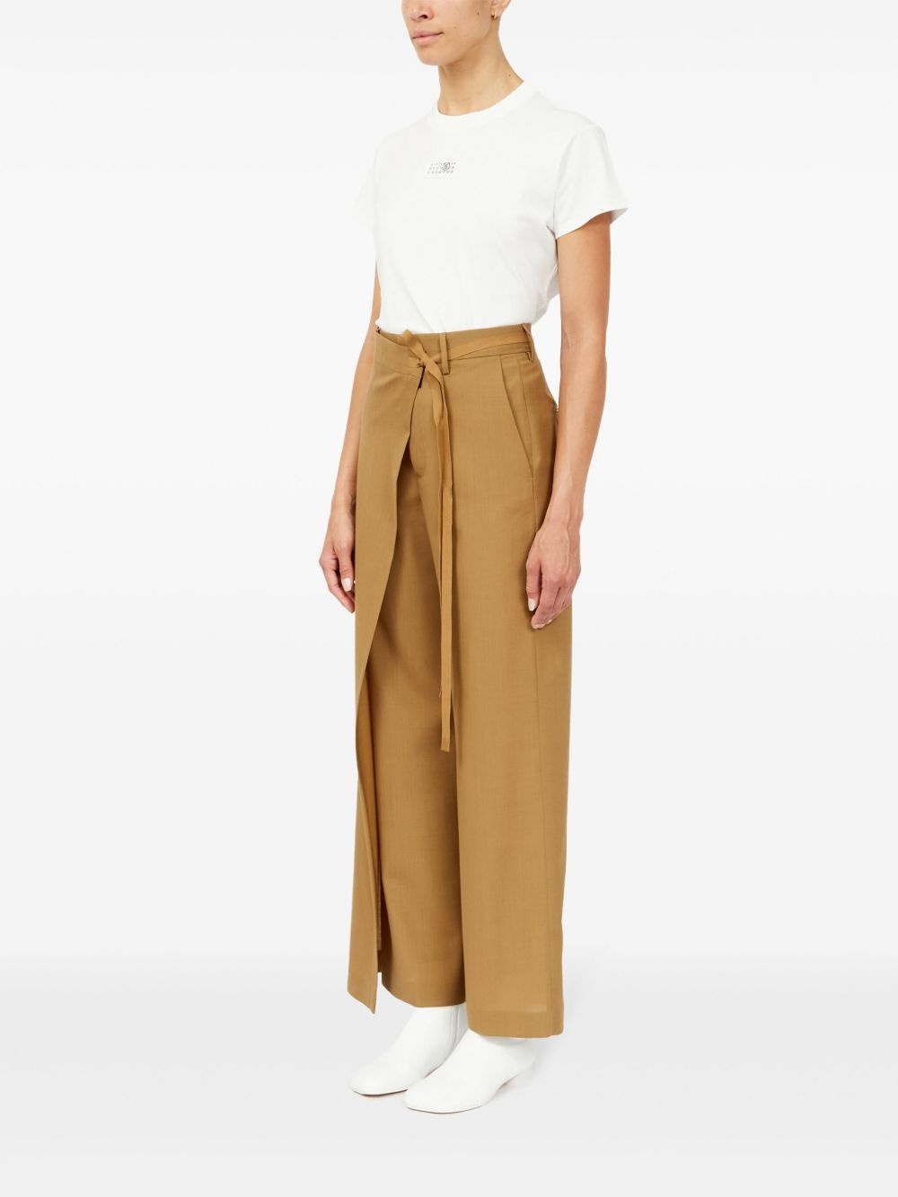 wrap-design flared trousers - 5