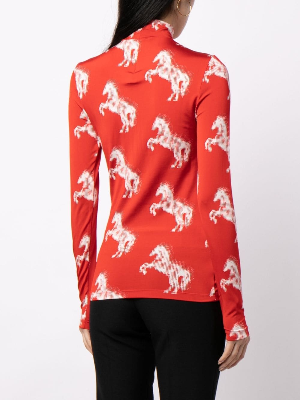 horse-print high-neck top - 4