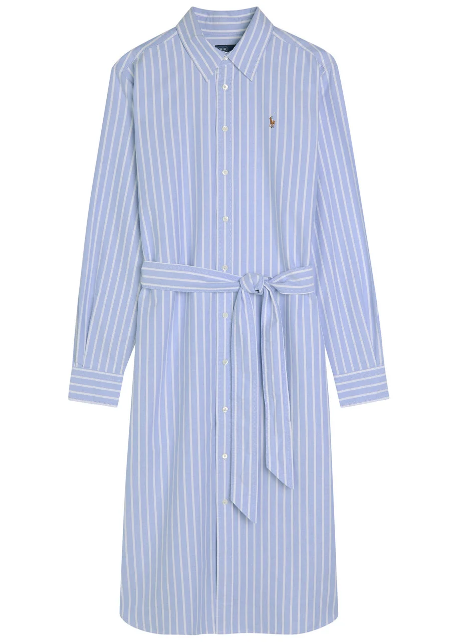 Polo Ralph Lauren Striped Belted Cotton Midi Shirt Dress - 1