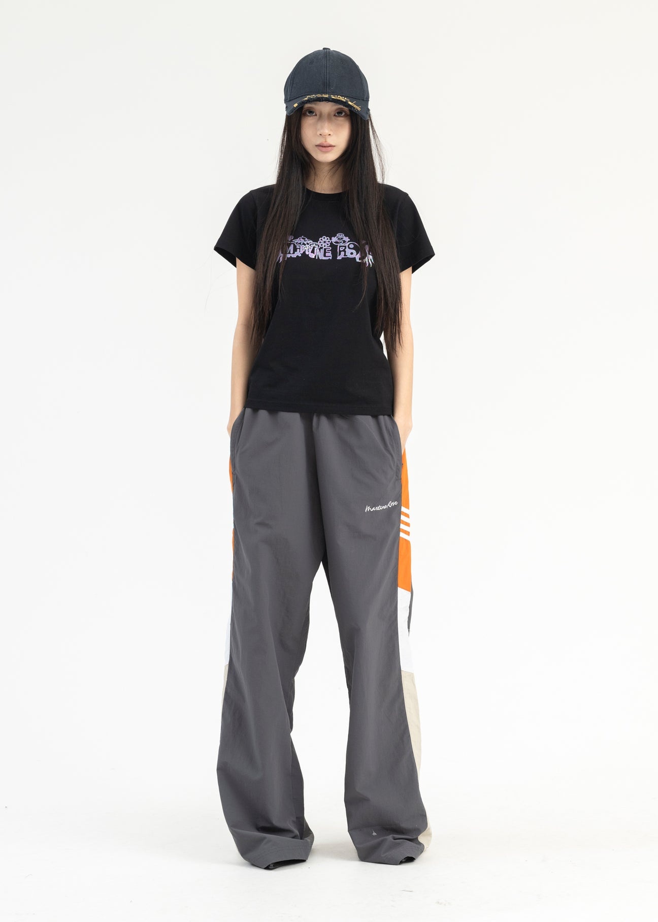 GREY / ORANGE / BEIGE  WIDE LEG TRACKPANT - 5