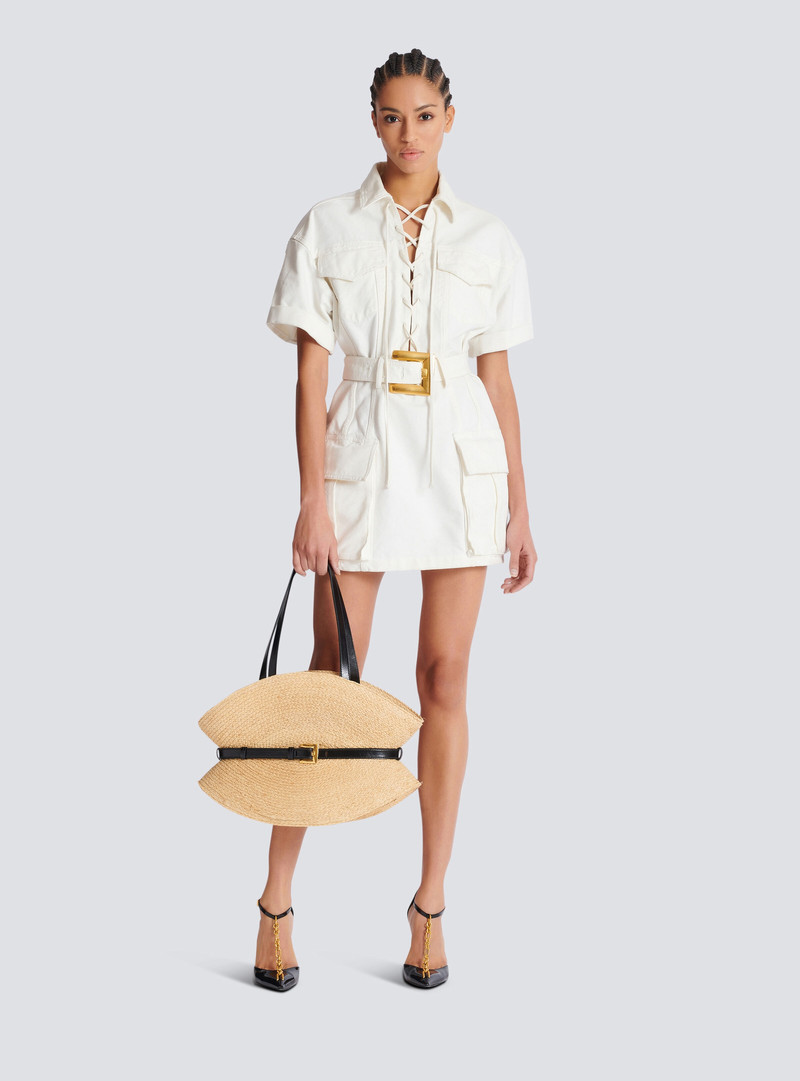 Balmain Short lace-up canvas dress outlook