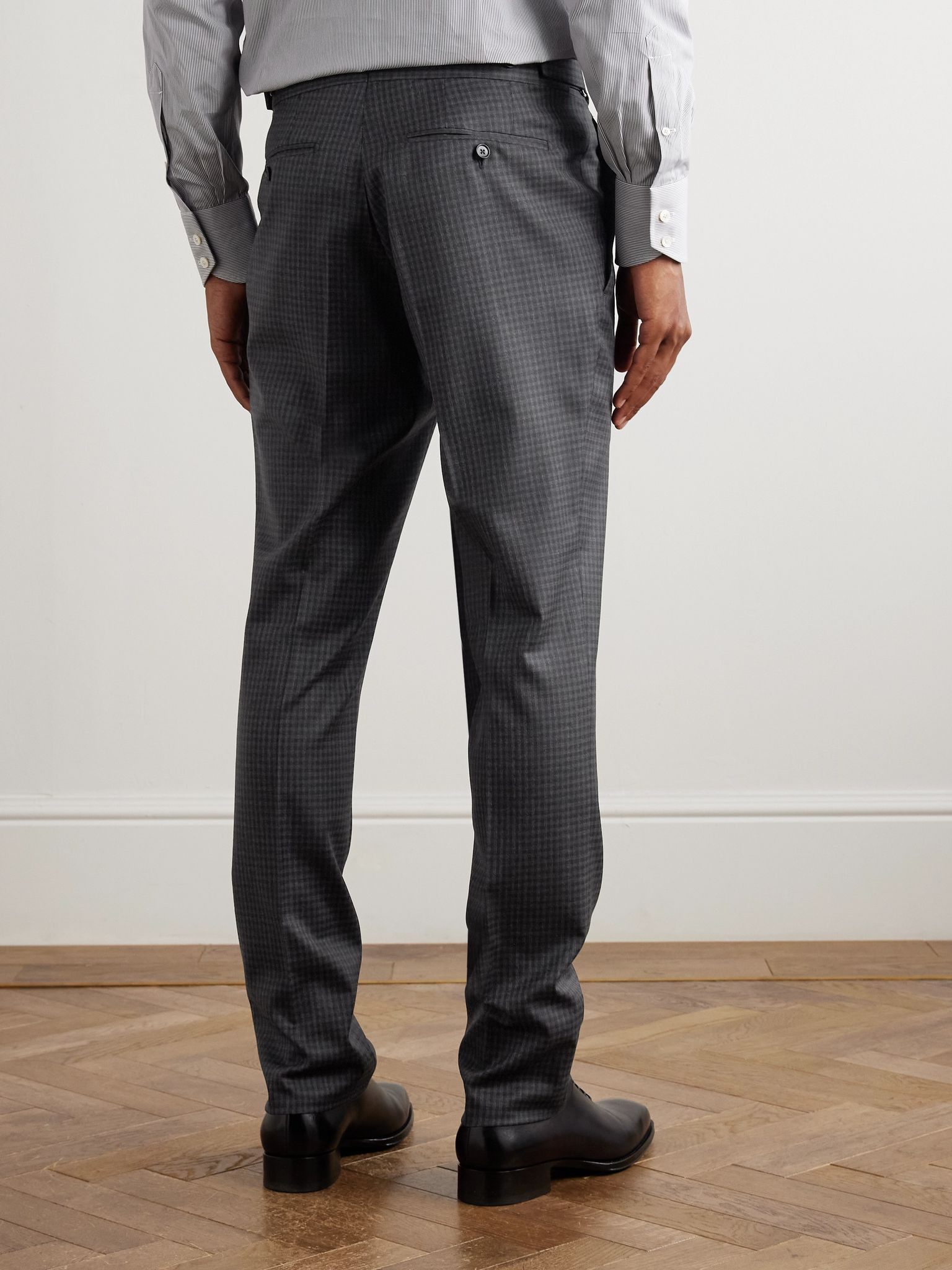 Dyllan Checked Wool Suit Trousers Gray - 4