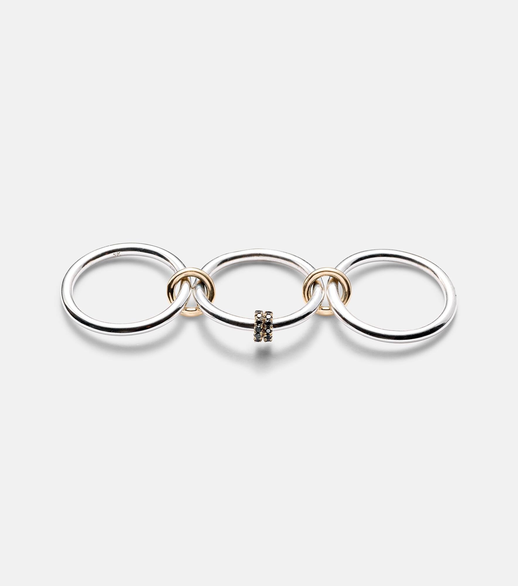 Dion SG sterling silver stacked ring with black diamonds - 4