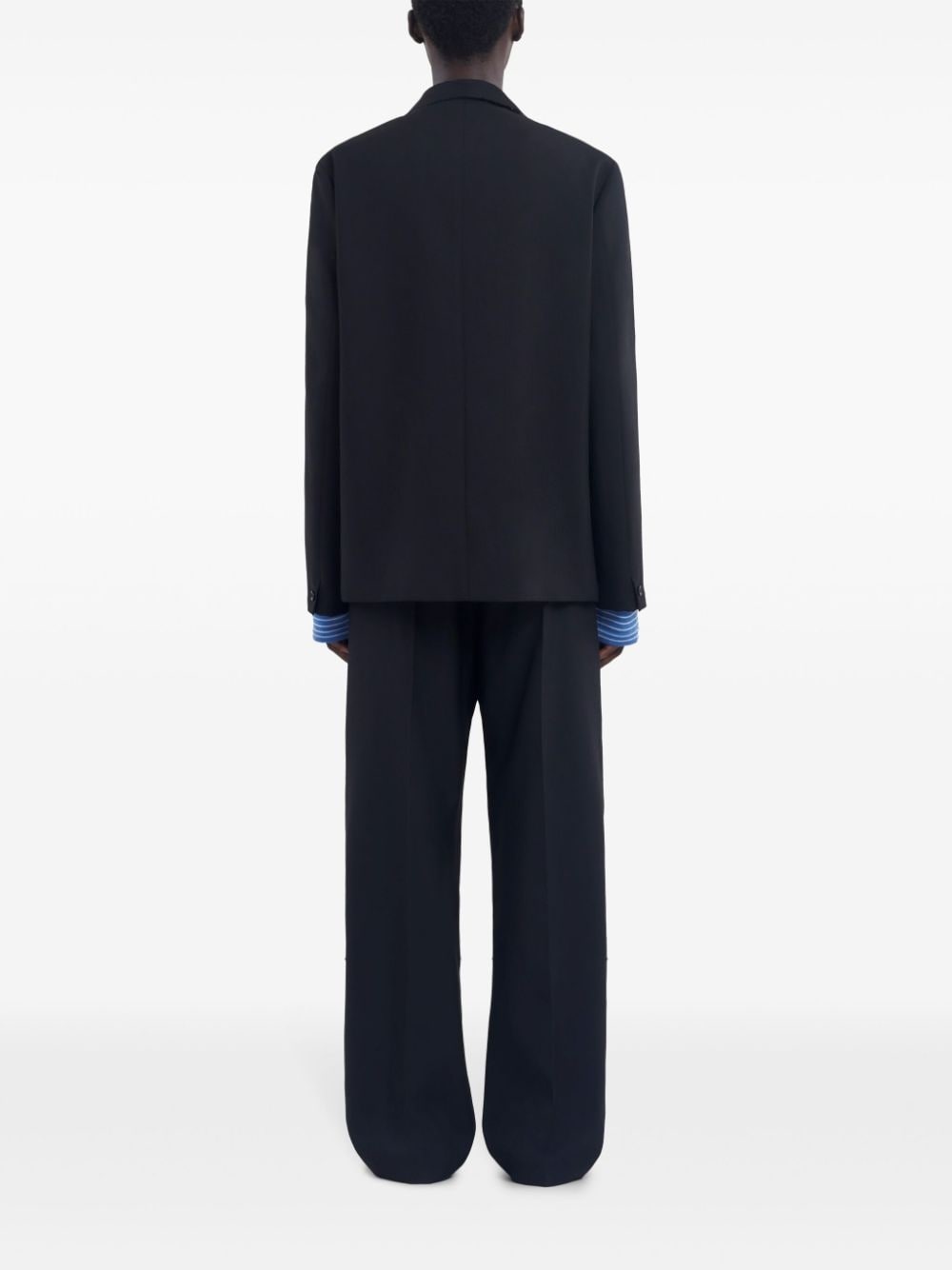 logo-embroidered wool blazer - 4