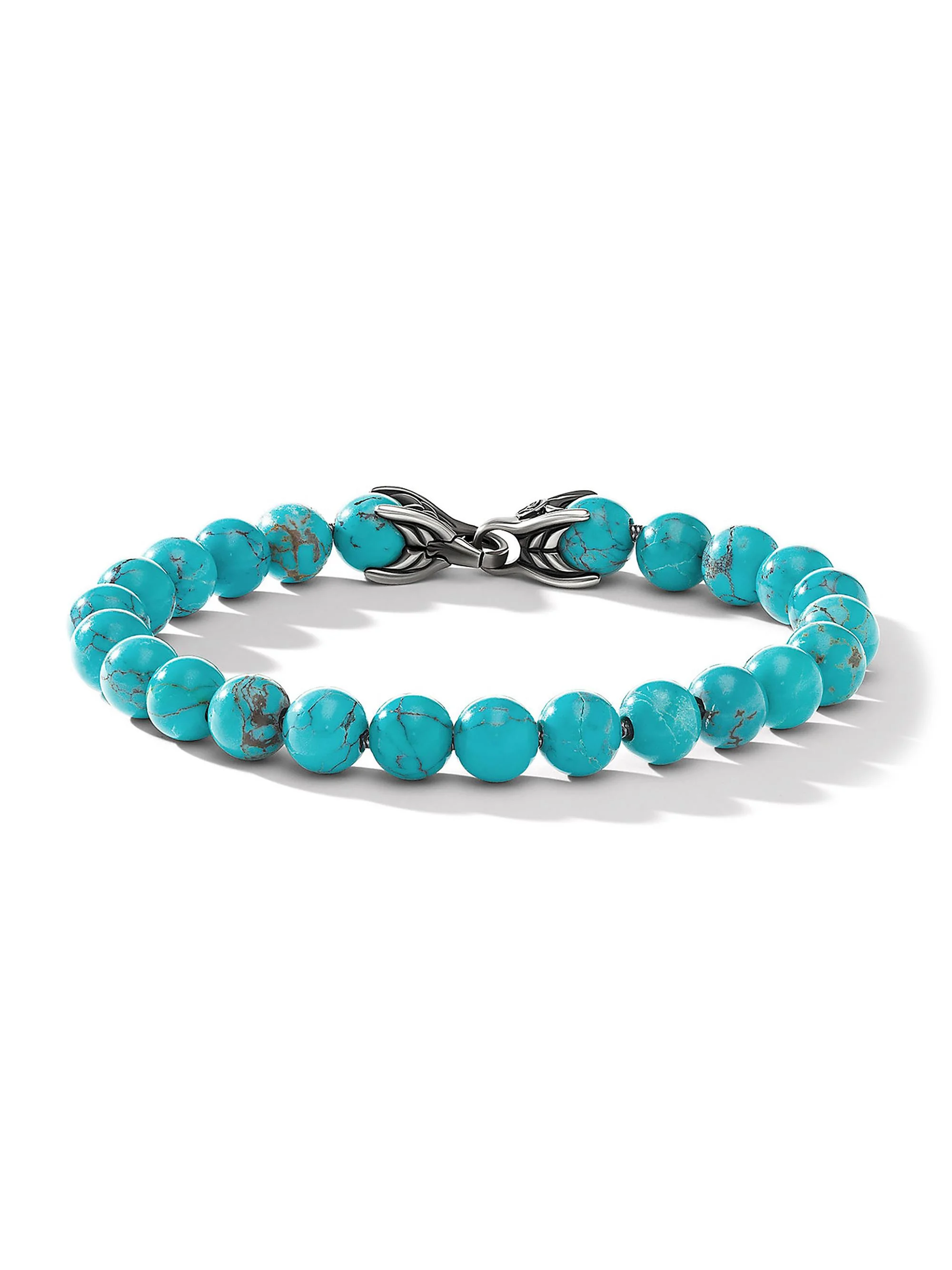 Men's Spiritual Beads Bracelet in Sterling Silver - Turquoise - 1