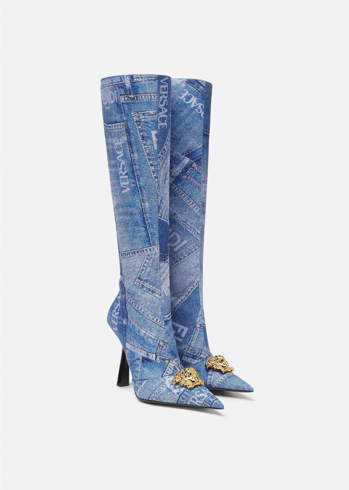 Fendace Denim Patchwork Boots - 2