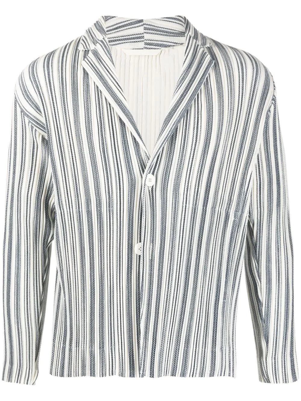 striped long-sleeve shirt jacket - 1